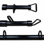 Black steel tactical battering rams with reinforced handles and grips, displayed on a white background.